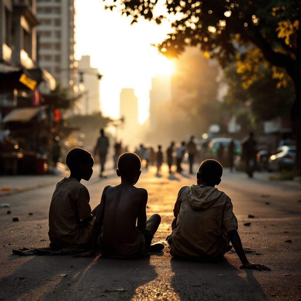Volunteers distributing warm meals and blankets to homeless individuals in an urban setting at night